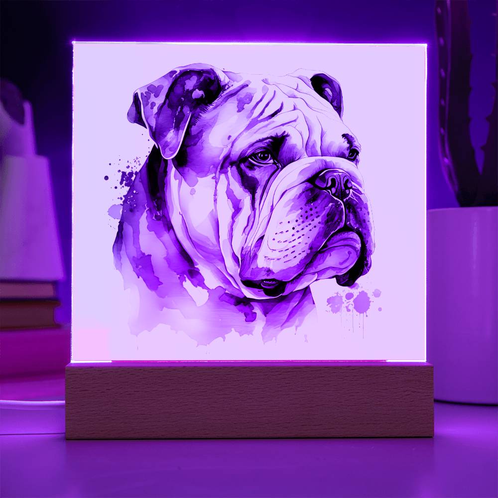 Bulldog (Watercolor) 01 - Square Acrylic Plaque