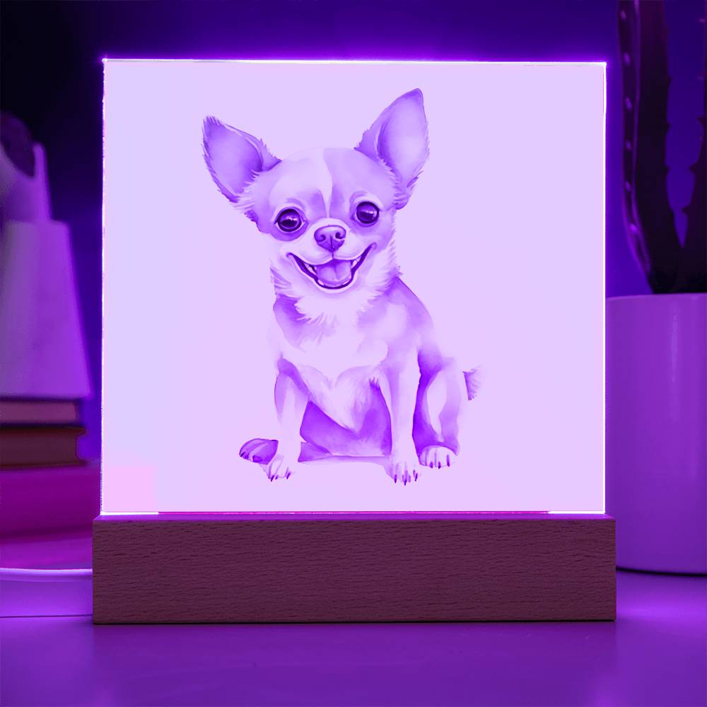 Chihuahua (Watercolor) 05 - Square Acrylic Plaque