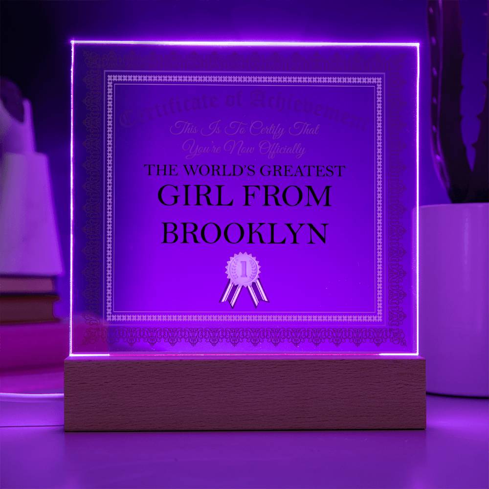 World's Greatest Girl From Brooklyn - Square Acrylic Plaque