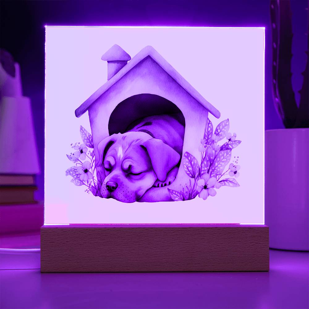 Dog Sleeping (Watercolor) 08 - Square Acrylic Plaque