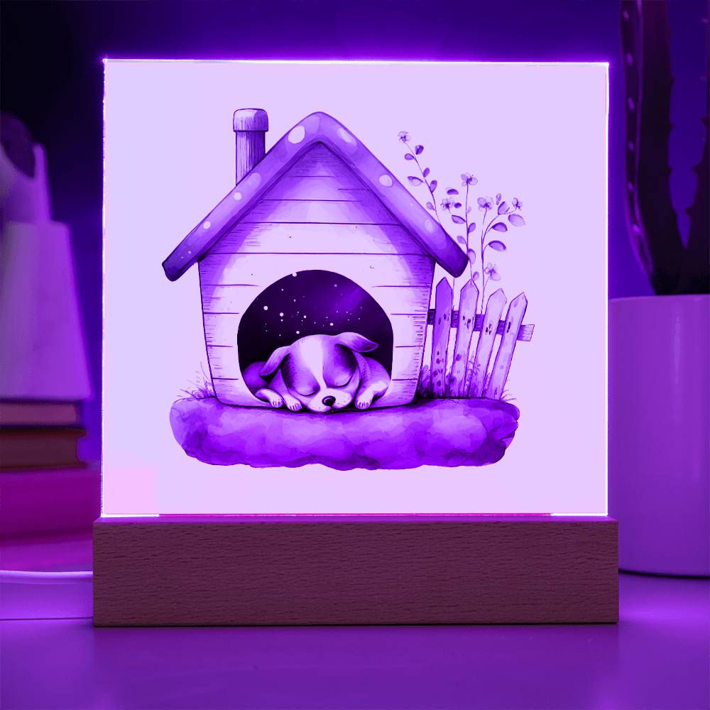 Dog Sleeping (Watercolor) 02 - Square Acrylic Plaque