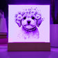 Dog And Spring Flowers (Watercolor) 10 - Square Acrylic Plaque