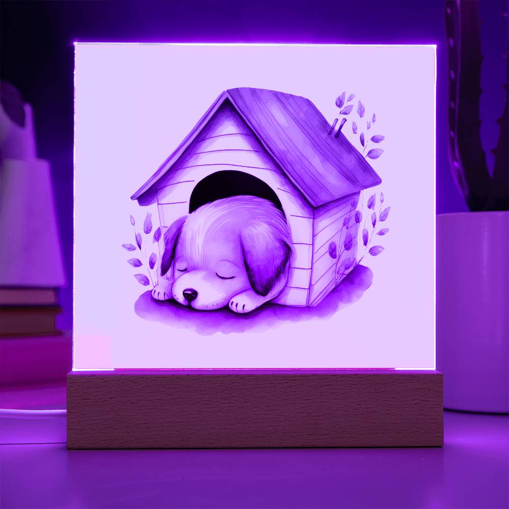 Dog Sleeping (Watercolor) 01 - Square Acrylic Plaque