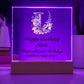 Happy Birthday Linda (Lavender Flowers) - Square Acrylic Plaque With USB Corded LED Base