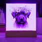 Dog And Spring Flowers (Watercolor) 08 - Square Acrylic Plaque