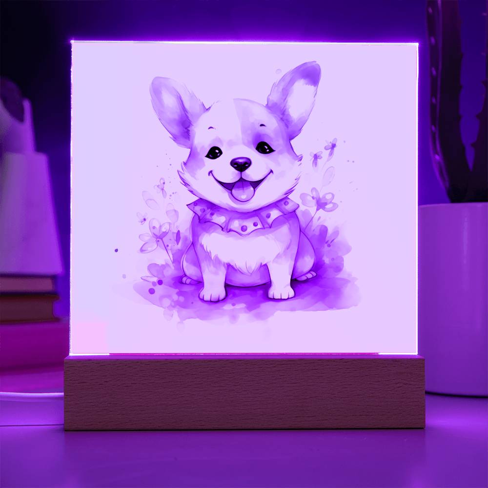 Corgi (Watercolor) 05 - Square Acrylic Plaque
