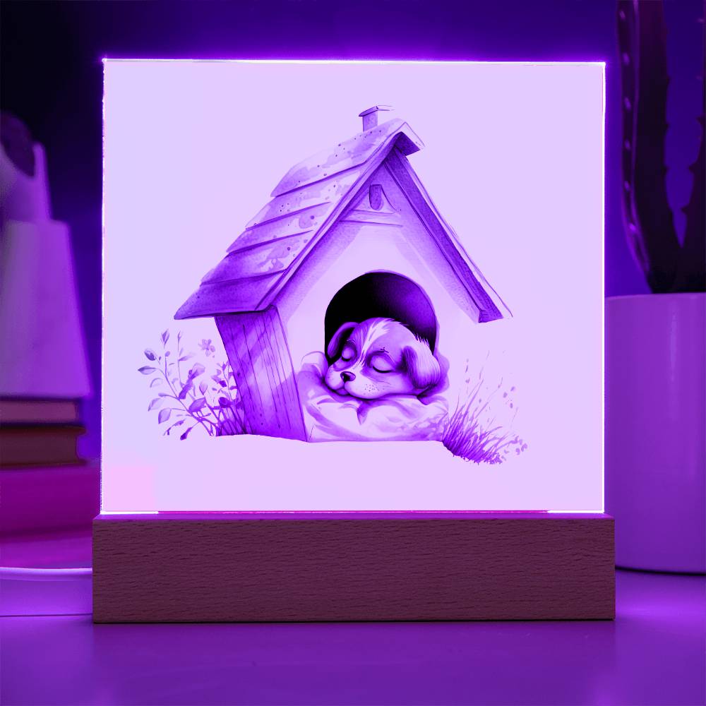 Dog Sleeping (Watercolor) 05 - Square Acrylic Plaque