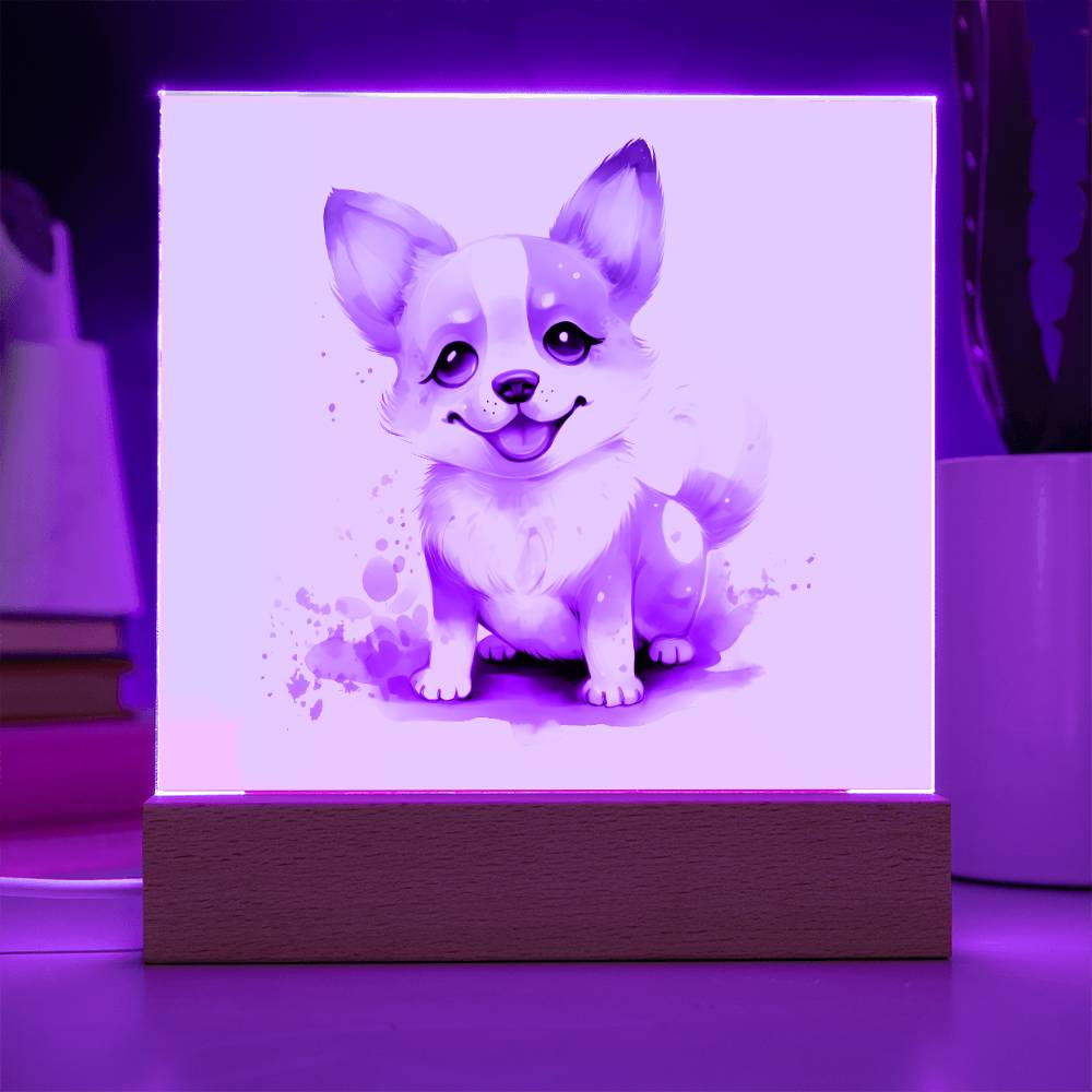 Corgi (Watercolor) 04 - Square Acrylic Plaque