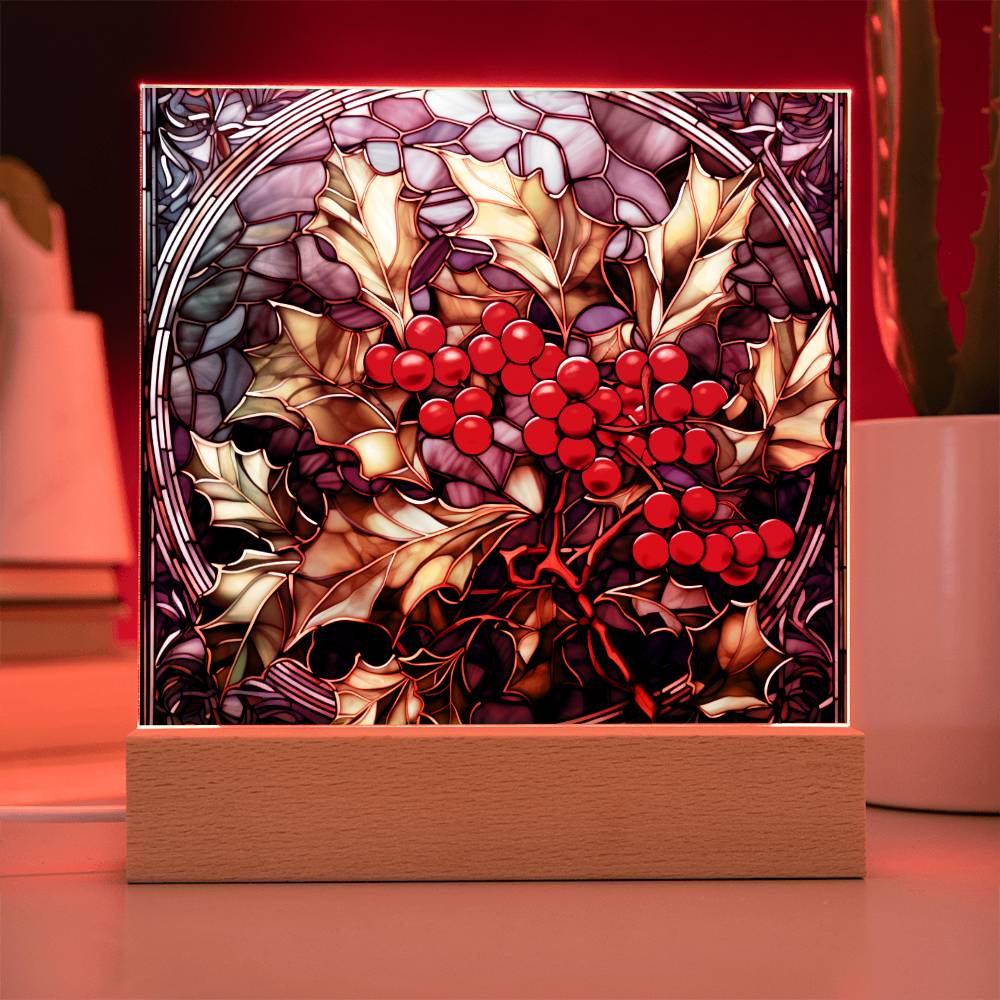 Christmas Stained Glass Design 031 - Square Acrylic Plaque