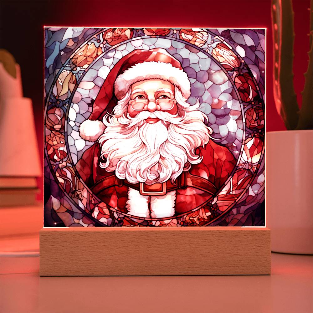 Christmas Stained Glass Design 013 - Square Acrylic Plaque