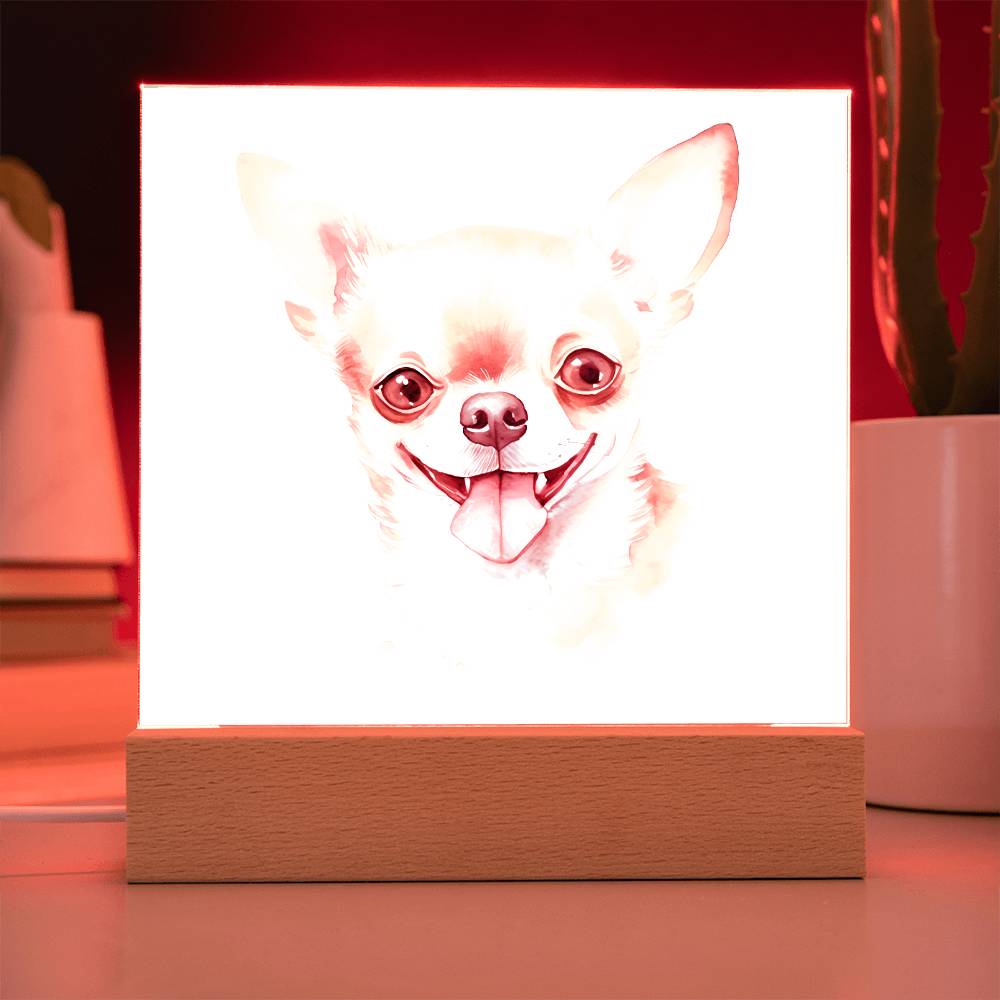 Chihuahua (Watercolor) 03 - Square Acrylic Plaque