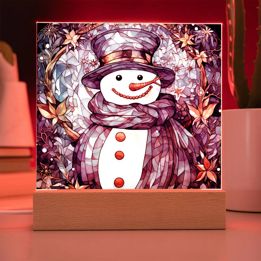 Christmas Stained Glass Design 009 - Square Acrylic Plaque