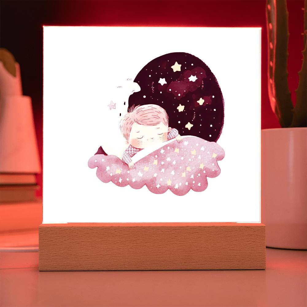 Sweet Dreams Baby Boy (Watercolor) 06 - LED Night Light Square Acrylic Plaque