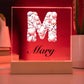 Mary (Sea Life) - Square Acrylic Plaque With USB Corded LED Base