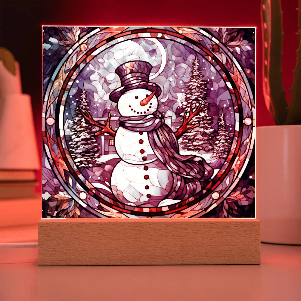 Christmas Stained Glass Design 002 - Square Acrylic Plaque