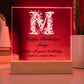 Happy Birthday Mary (Blooming Flowers) - Square Acrylic Plaque With USB Corded LED Base