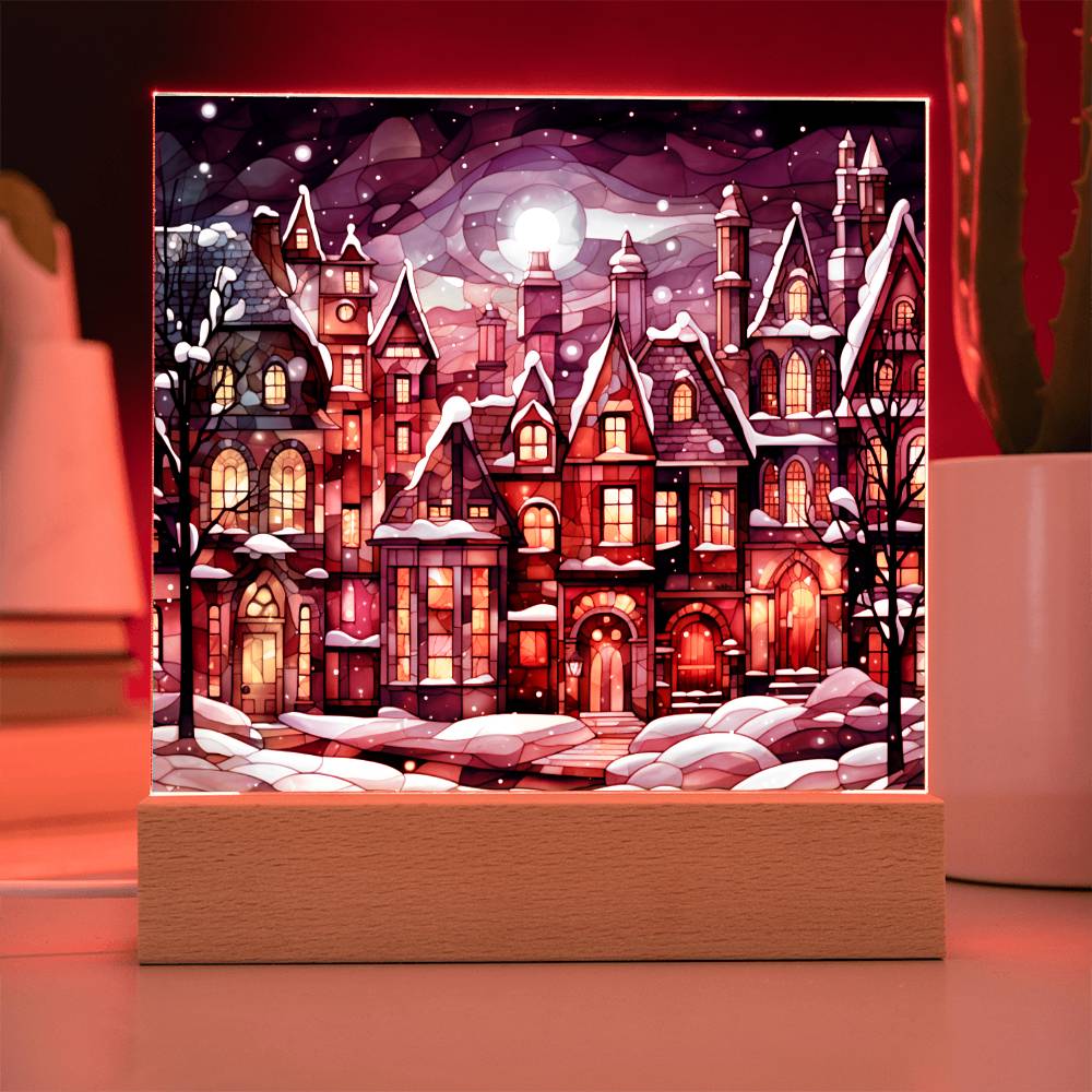 Christmas Stained Glass Design 027 - Square Acrylic Plaque