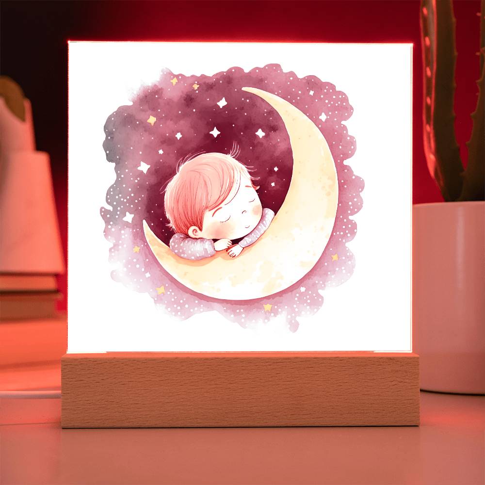 Sweet Dreams Baby Boy (Watercolor) 04 - LED Night Light Square Acrylic Plaque