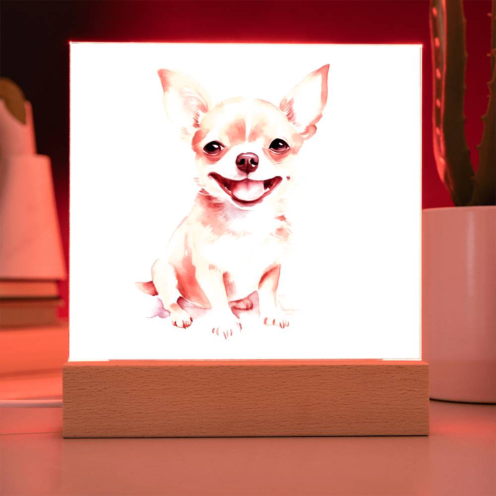 Chihuahua (Watercolor) 01 - Square Acrylic Plaque