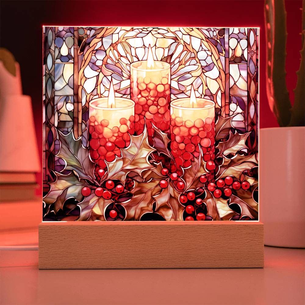 Christmas Stained Glass Design 022 - Square Acrylic Plaque