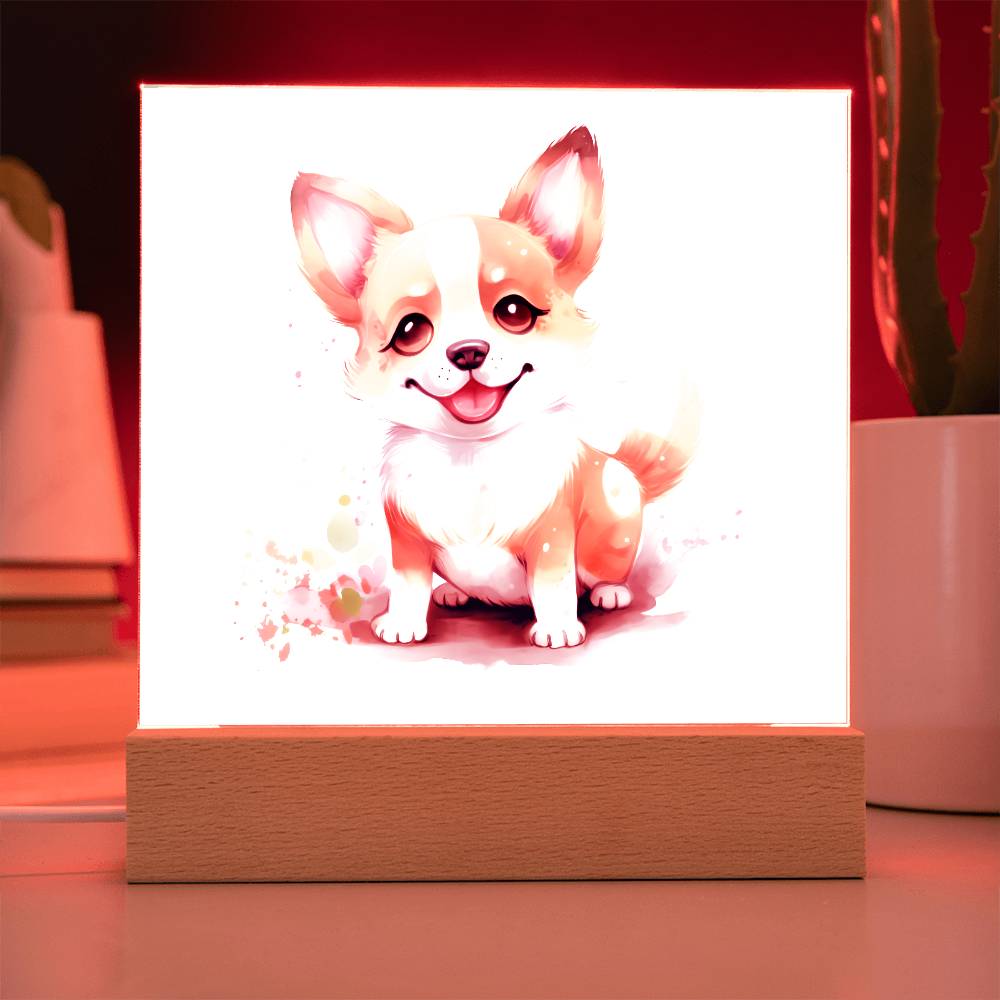 Corgi (Watercolor) 04 - Square Acrylic Plaque
