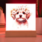Dog And Spring Flowers (Watercolor) 10 - Square Acrylic Plaque