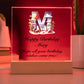 Happy Birthday Mary (Summer Beach) - Square Acrylic Plaque With USB Corded LED Base