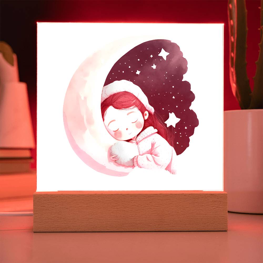 Sweet Dreams Baby Girl (Watercolor) 03 - LED Night Light Square Acrylic Plaque