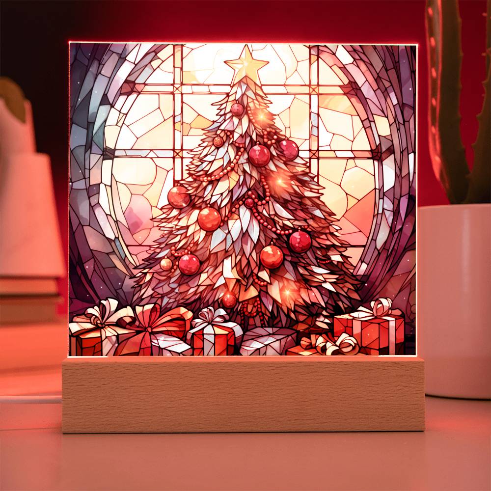 Christmas Stained Glass Design 023 - Square Acrylic Plaque