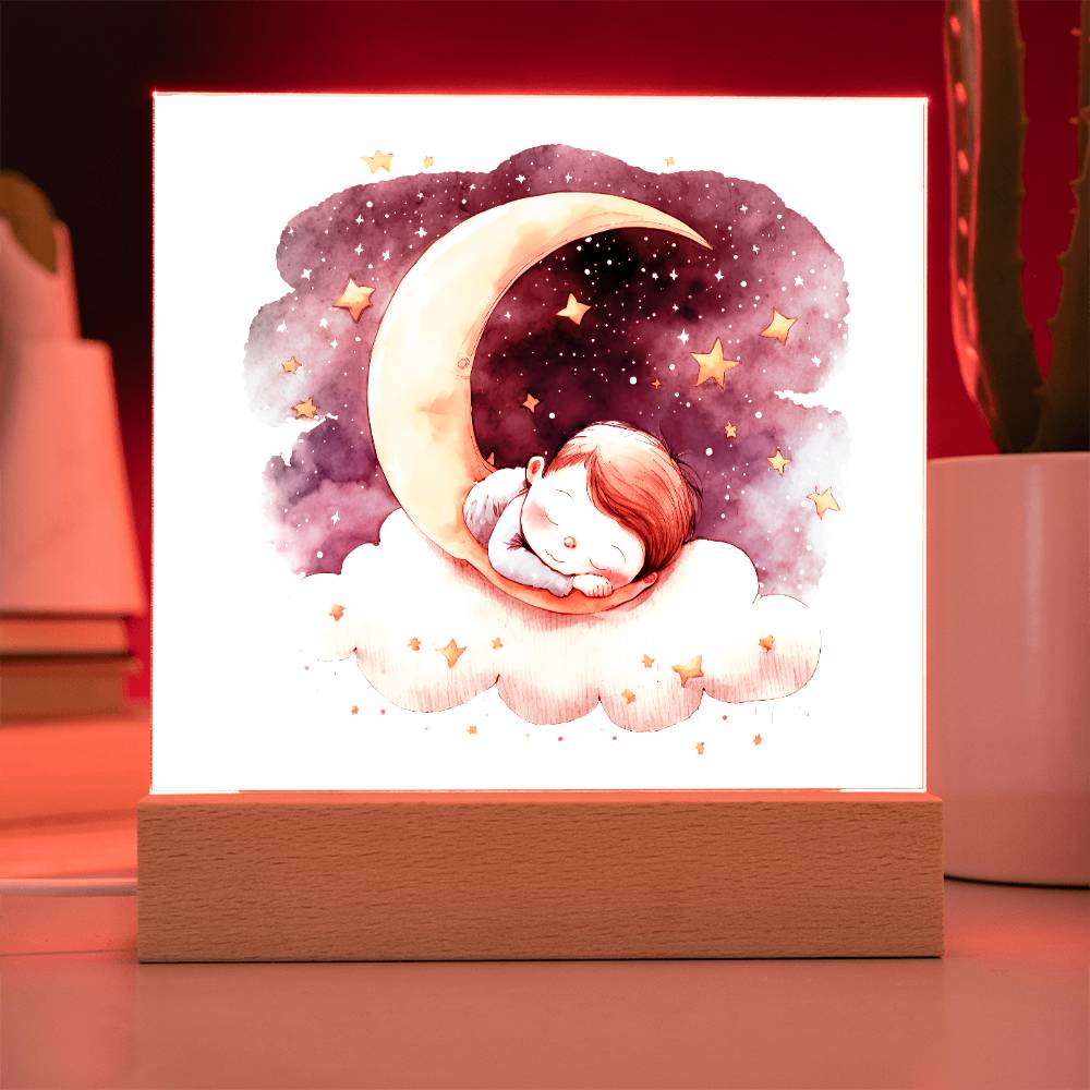 Sweet Dreams Baby Boy (Watercolor) 09 - LED Night Light Square Acrylic Plaque