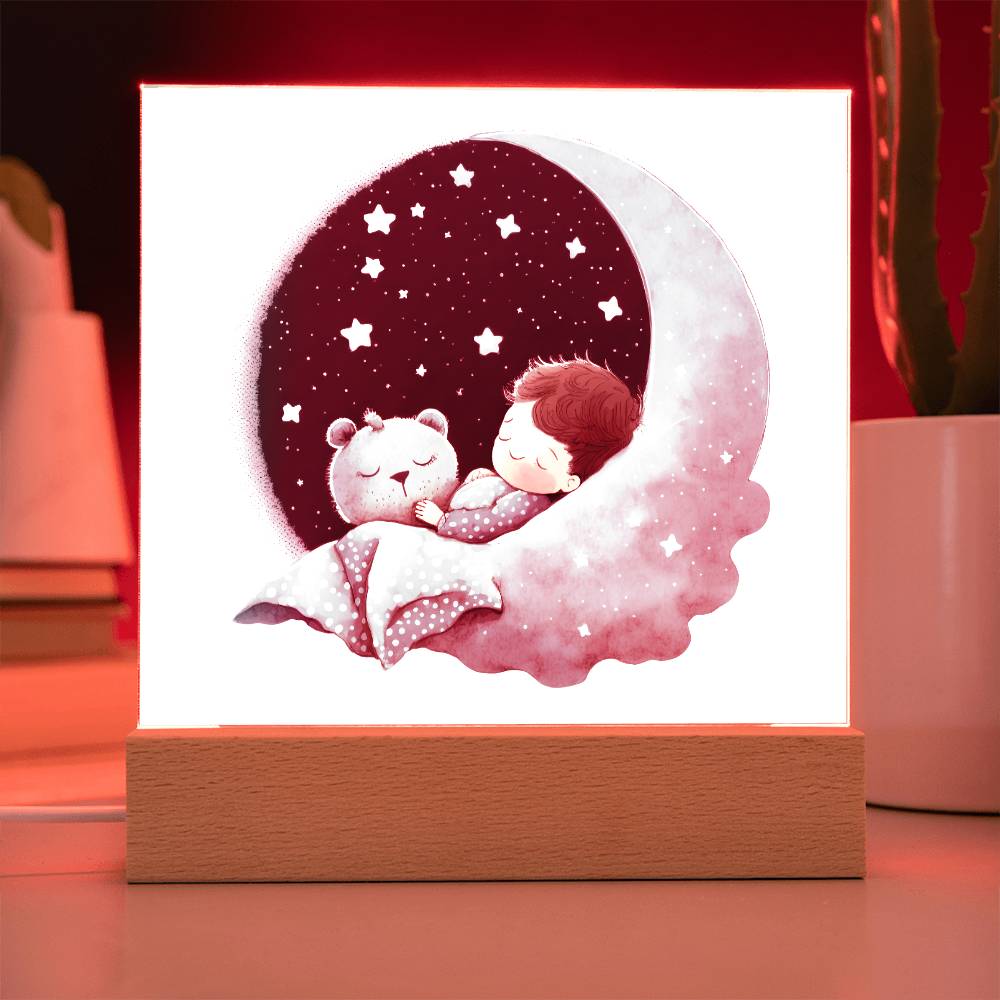 Sweet Dreams Baby Boy (Watercolor) 05 - LED Night Light Square Acrylic Plaque