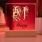 Mary (Sunflowers) - Square Acrylic Plaque With USB Corded LED Base