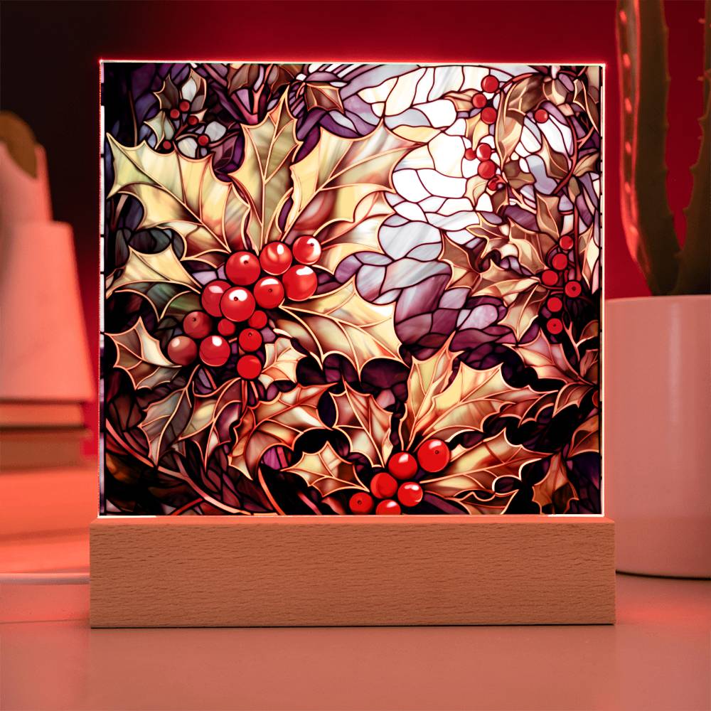 Christmas Stained Glass Design 019 - Square Acrylic Plaque