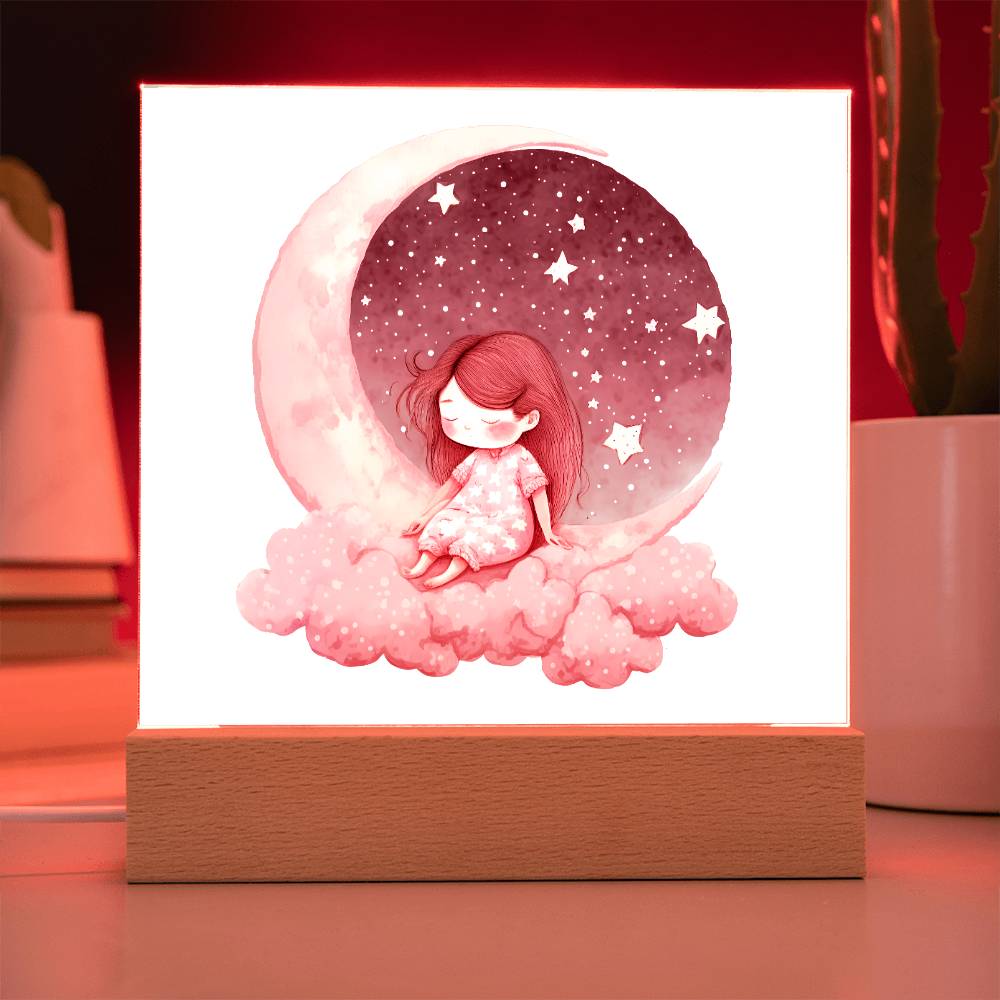 Sweet Dreams Baby Girl (Watercolor) 05 - LED Night Light Square Acrylic Plaque