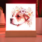 Dog And Spring Flowers (Watercolor) 03 - Square Acrylic Plaque