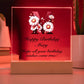 Happy Birthday Mary (Daisies) - Square Acrylic Plaque With USB Corded LED Base