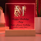 Happy Birthday Mary (Sunflowers) - Square Acrylic Plaque With USB Corded LED Base