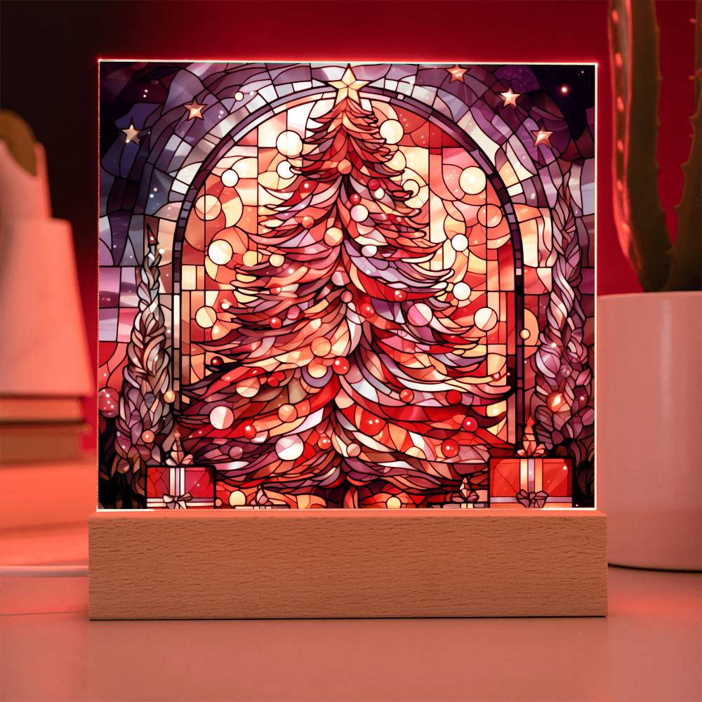 Christmas Stained Glass Design 029 - Square Acrylic Plaque