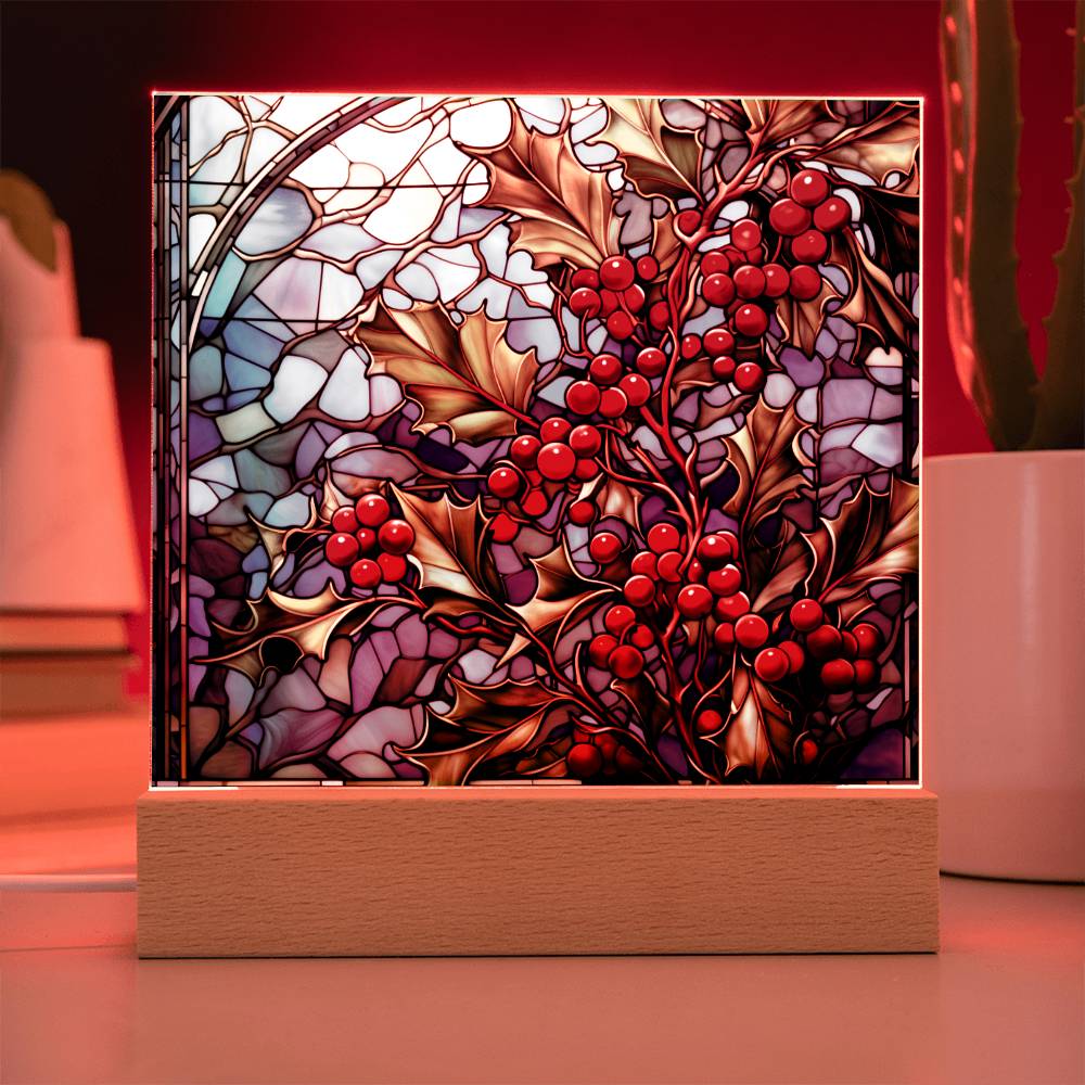 Christmas Stained Glass Design 033 - Square Acrylic Plaque