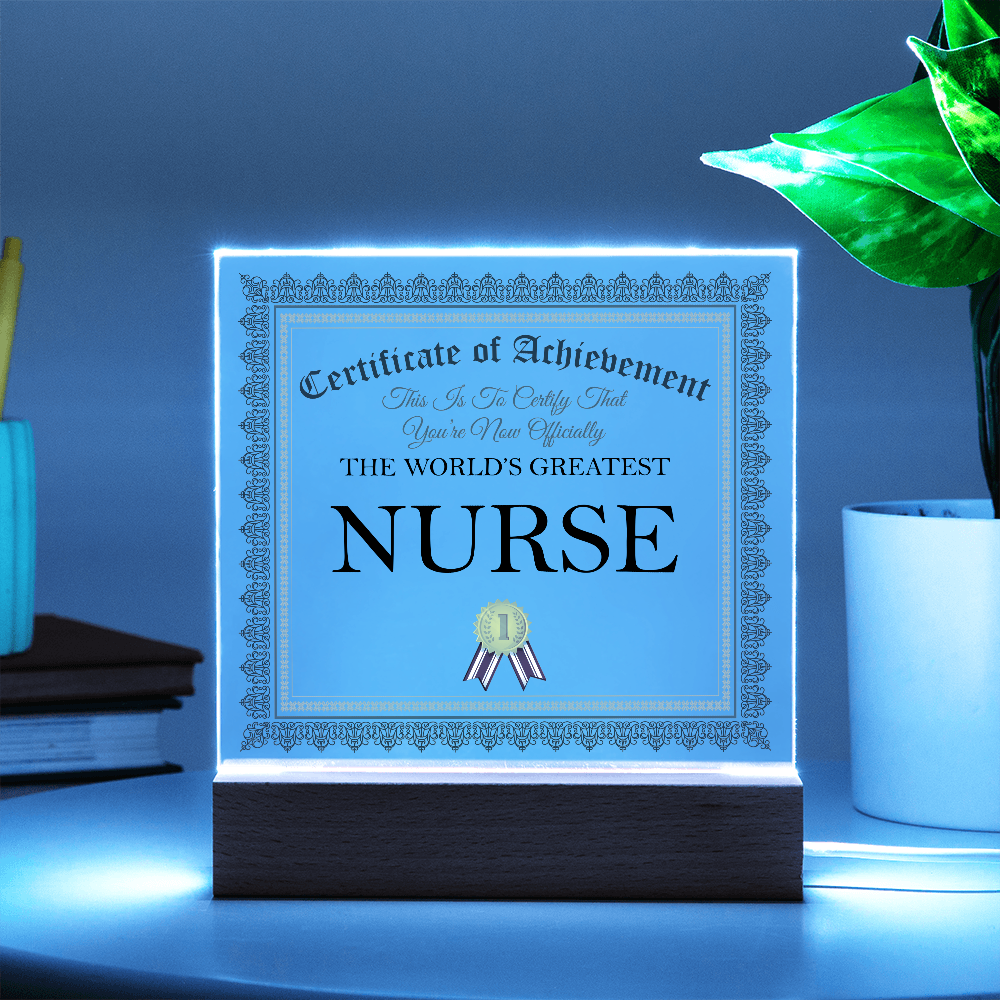 World's Greatest Nurse - Square Acrylic Plaque With LED Lights