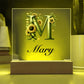 Mary (Sunflowers) - Square Acrylic Plaque With USB Corded LED Base