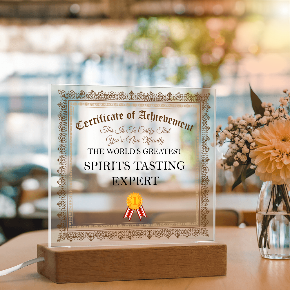 World's Greatest Spirits Tasting Expert - Square Acrylic Plaque With LED Lights