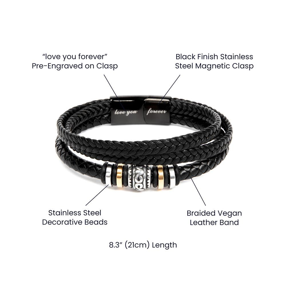 World's Greatest Dad - Men's Love You Forever Leather Bracelet
