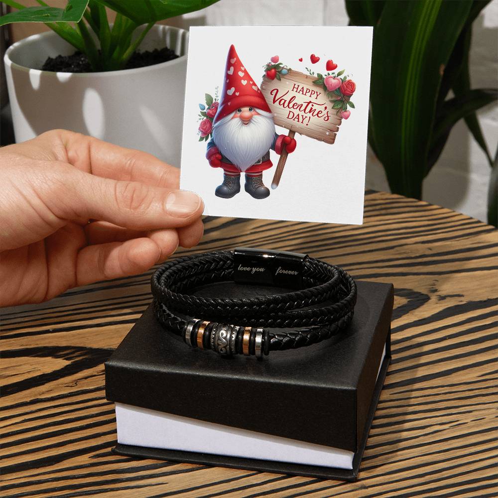 Happy Valentine's Day Gnomes 019 - Men's "Love You Forever" Bracelet
