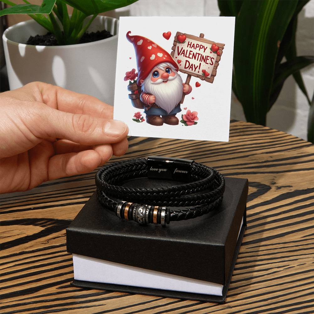 Happy Valentine's Day Gnomes 014 - Men's "Love You Forever" Bracelet