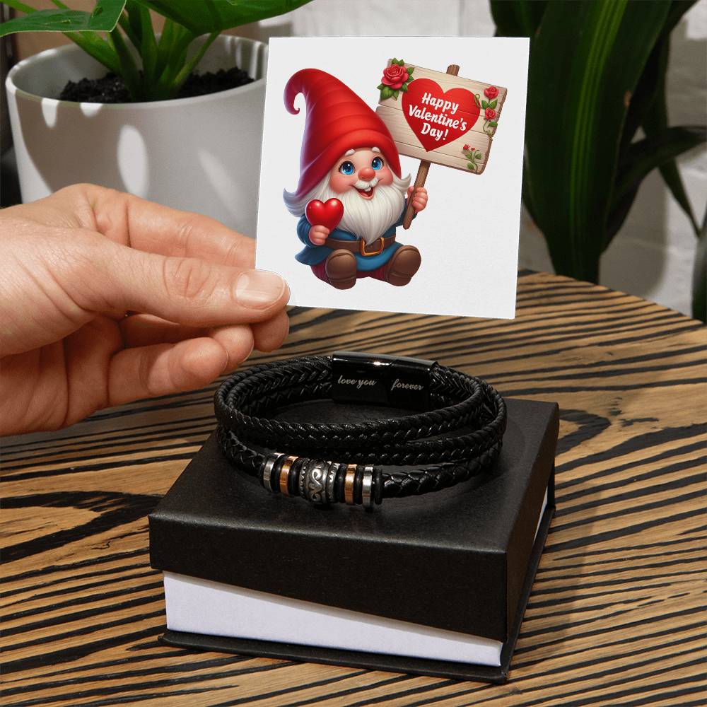 Happy Valentine's Day Gnomes 002 - Men's "Love You Forever" Bracelet
