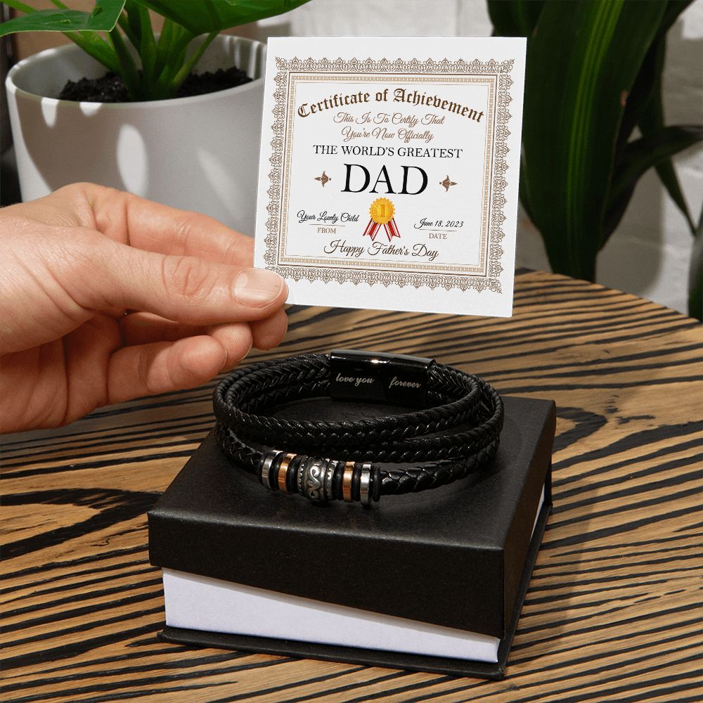 World's Greatest Dad - Men's Love You Forever Leather Bracelet