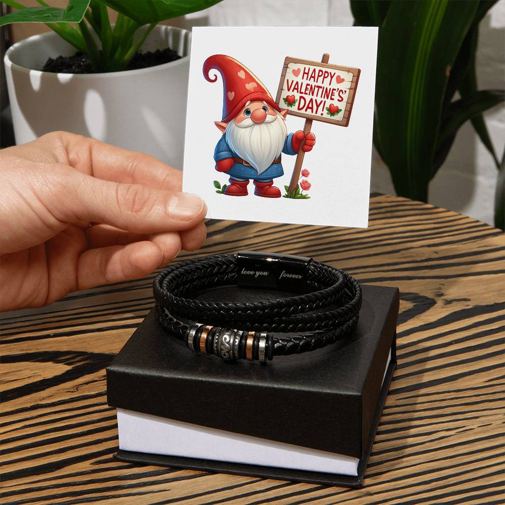 Happy Valentine's Day Gnomes 013 - Men's "Love You Forever" Bracelet