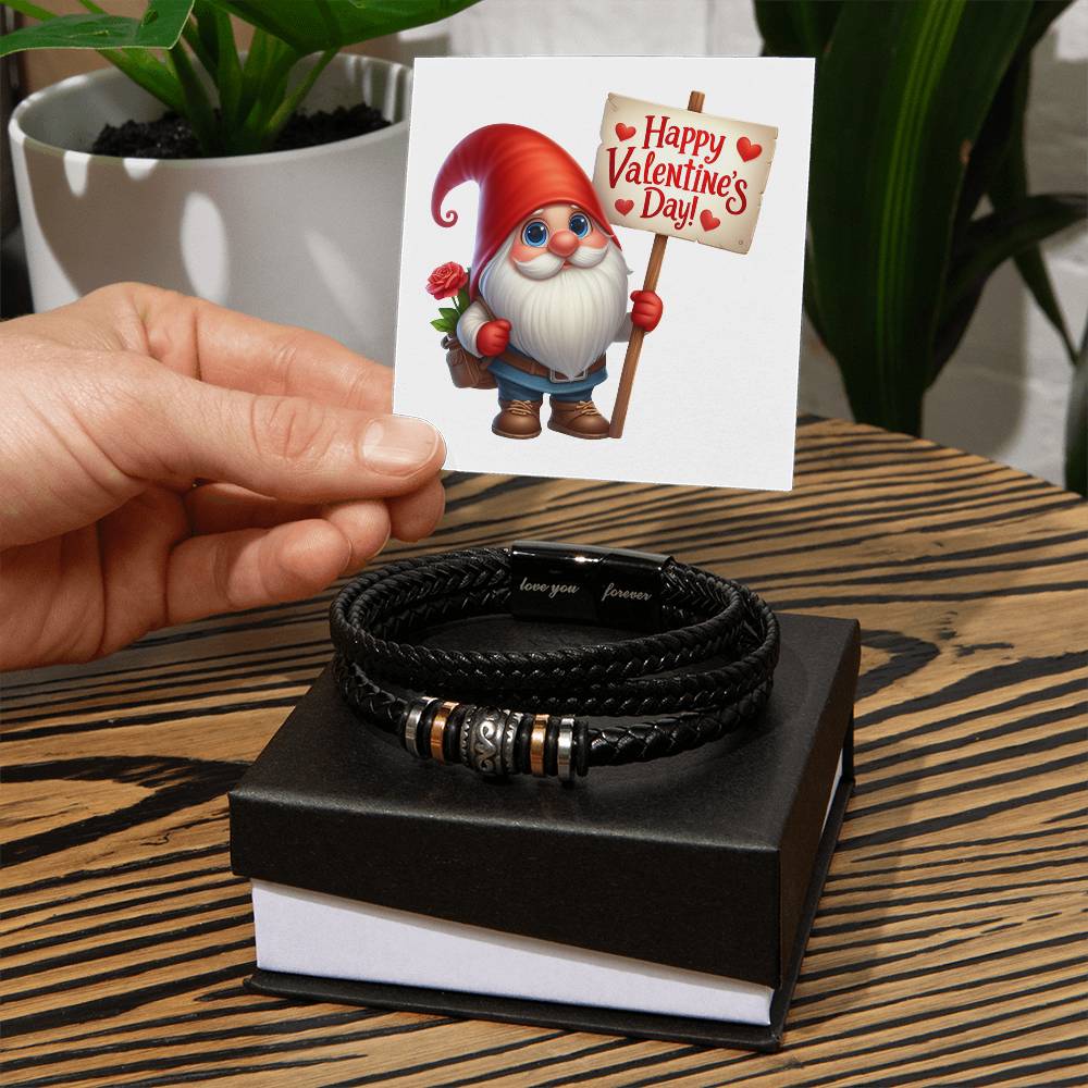 Happy Valentine's Day Gnomes 025 - Men's "Love You Forever" Bracelet