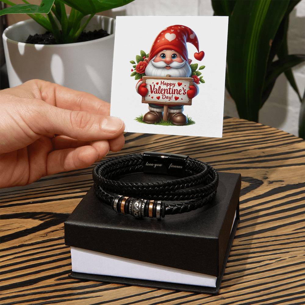 Happy Valentine's Day Gnomes 024 - Men's "Love You Forever" Bracelet